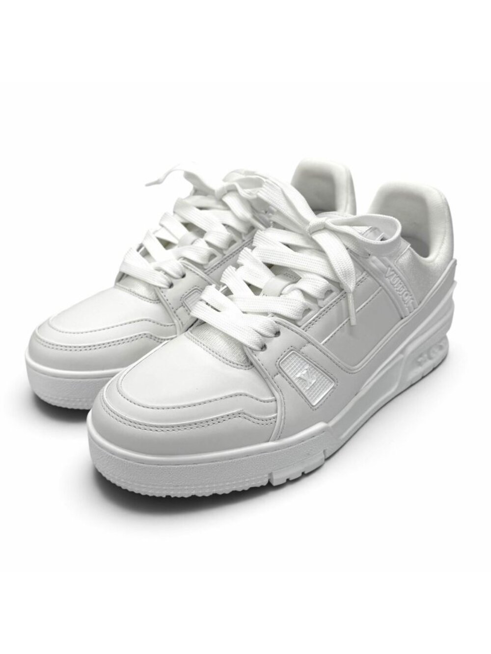 Louis Vuitton LV Trainers Logo Lace-up Leather Sneakers White